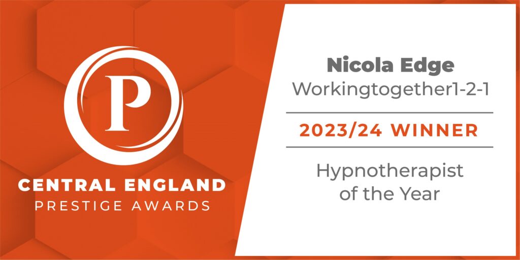 Nicola Edge, 2023-2024 Hypnotherapist of the Year awarded by Central England Prestige Awards